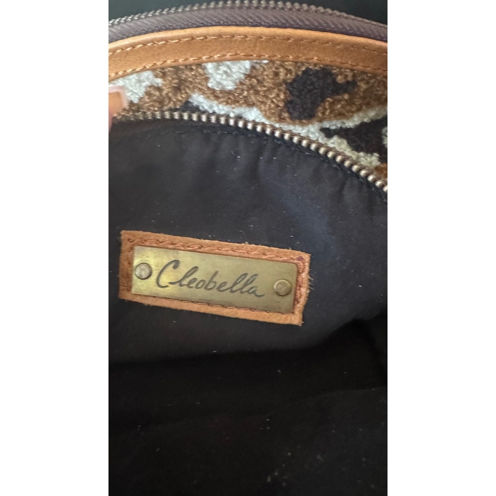 Cleobella Leopard Print Carpet Nesting Cosmetic Pouch Set of 3 Leather Trim Boho - Picture 5 of 10